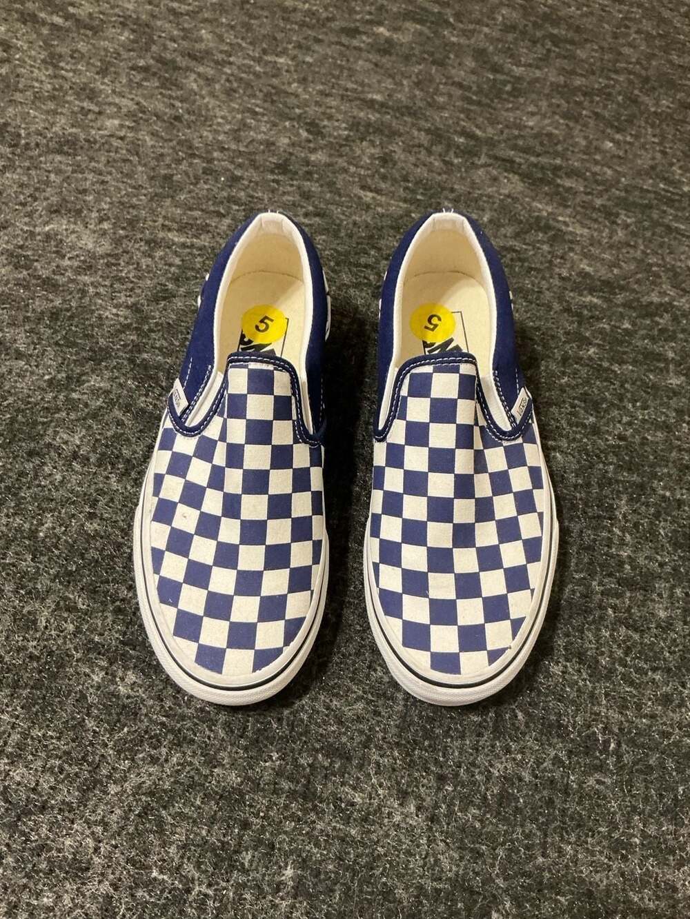 Vans Classic Slip-On Checkerboard Shoes in Blue/White